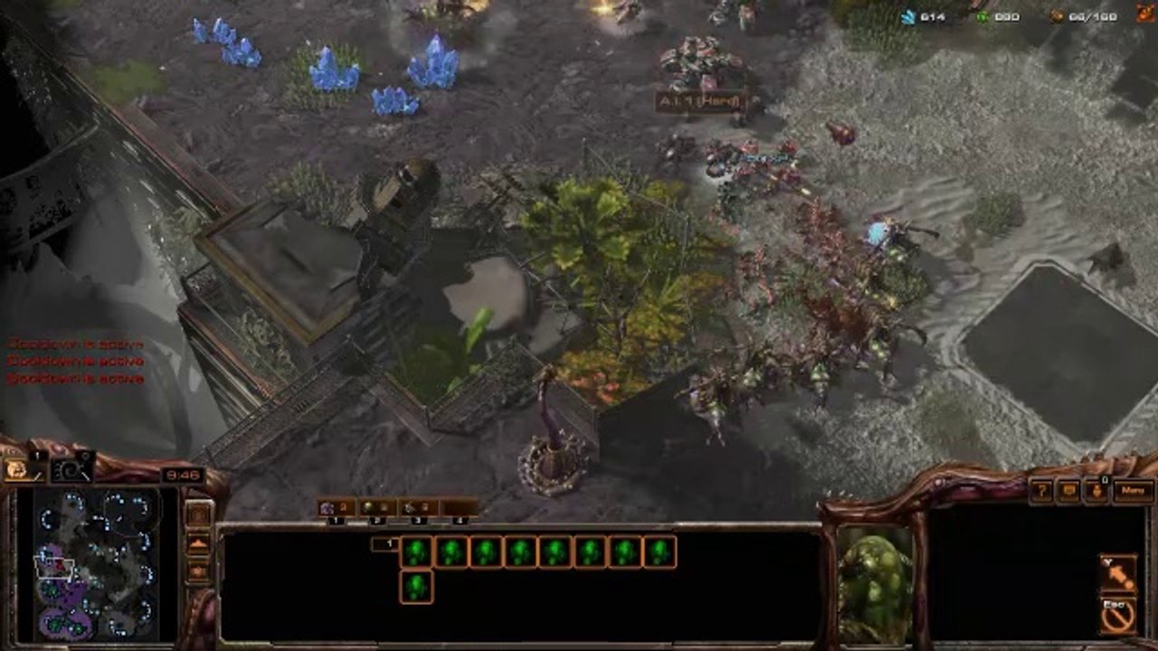 [StarCraft 2] No.0256 -- Normal-Level ZERG player fights Hard A.I., LOSS [Den Day]