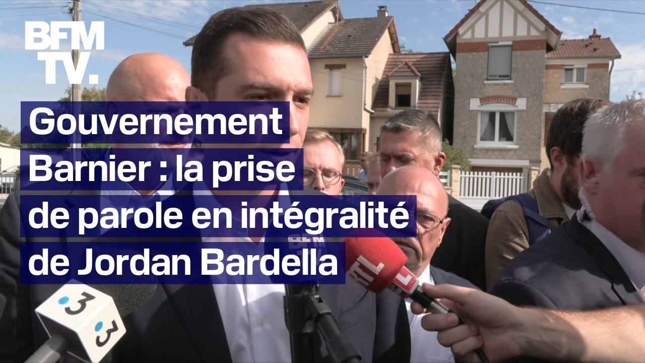 "M. Barnier est un Premier ministre sous surveillance démocratique": la prise de parole de Jordan Bardella
