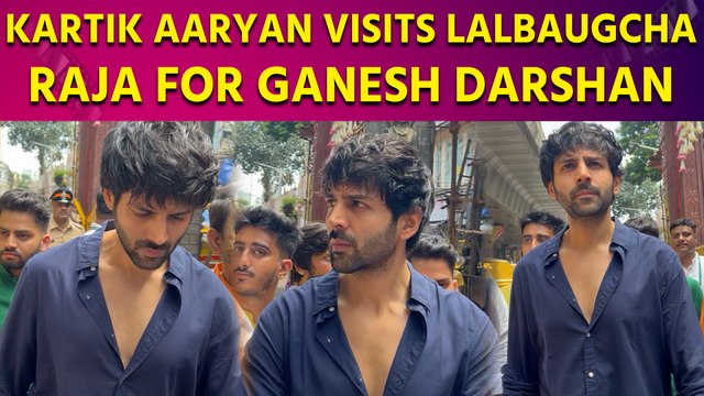 Bollywood Star Kartik Aaryan Spotted at Lalbaugcha Raja Ganesh Pandal