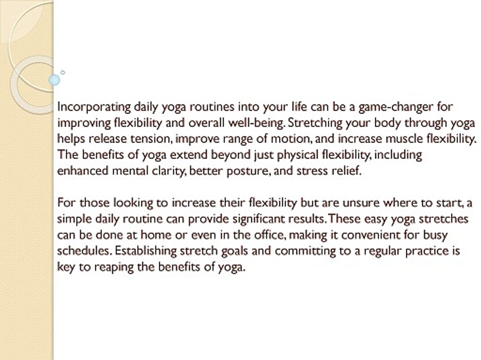 Daily Stretch Goals Easy Yoga Routines for Better Flexibility by Instructors including Nicholas Groth