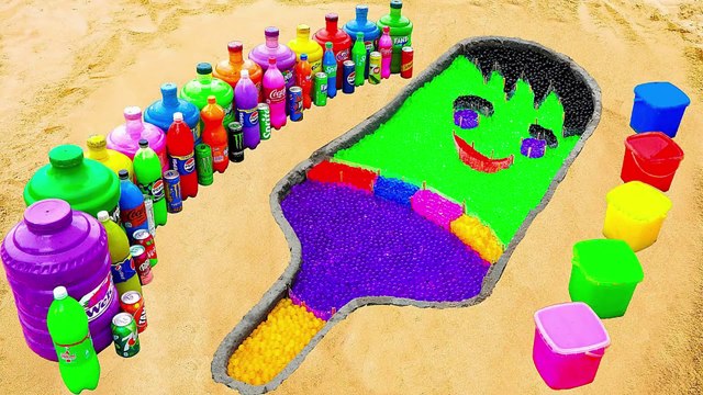 How to make Rainbow Ice Cream Super Hulk with Orbeez, Big Monster, 7up, Coca Cola, Fanta and Mentos