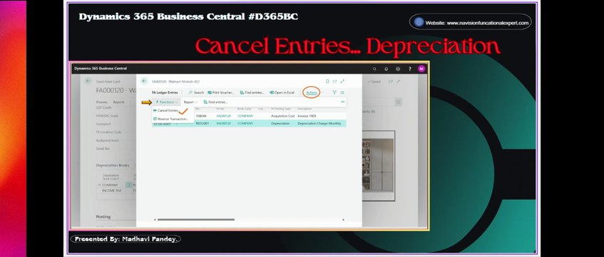 Cancel Depreciation Entry and Cross Check its Accounting Treatment in Business Central #d365bc