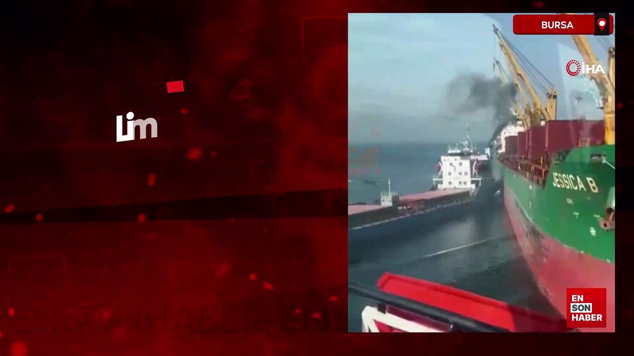 Bursa'da limandan çıkan gemi, başka bir gemiye çarptı