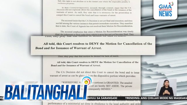 Mosyon ng DOJ na makansela ang piyansa ng ilang akusado batay sa CA decision, 'di kinatigan ng Manila RTC | Balitanghali