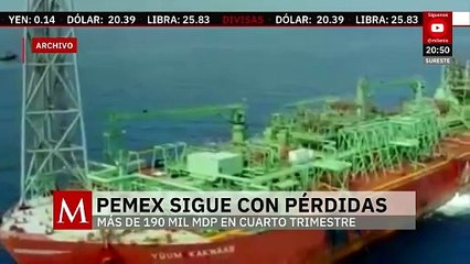 En el cuarto trimestre, Pemex reporta pérdidas superiores a 190 mil mdp