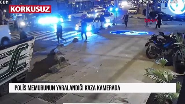 Arnavutköy'de, polis memurunun yaralandığı kaza kamerada