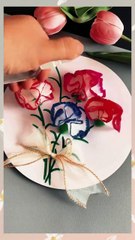 Spray water on a paper towel to make a beautiful Goddess Day bouquet