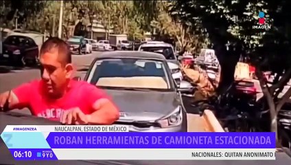 Captan a hombre robando herramientas de una camioneta estacionada