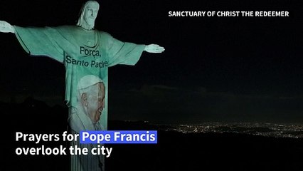 Rio's Christ the Redeemer displays images of Pope Francis