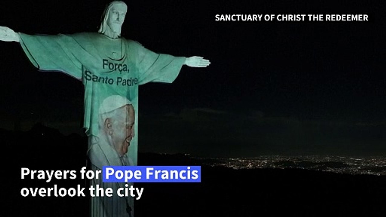 Rio's Christ the Redeemer displays images of Pope Francis
