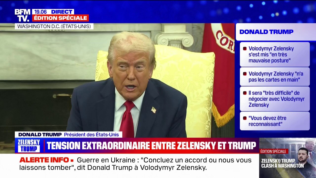 Donald Trump: "On ne peut pas faire d'accord sans compromis, donc Volodymyr Zelensky va devoir en faire faire"