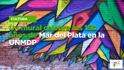 Un mural celebra los 150 años de Mar del Plata en la UNMDP