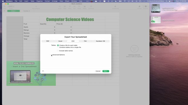 How to Export Your Spreadsheet to a CSV File On the Numbers Application Using a Mac - Basic | New