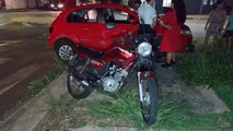 Batida entre moto e carro é registrada no Bairro Brasília