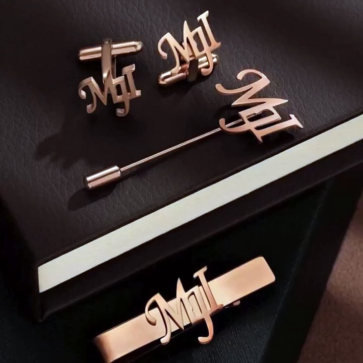 Personalized Cufflinks-Lapel Pin and Tie Bar For Men
