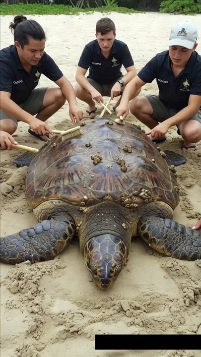 🐢✨ Rescue Team Saves Majestic Giant Turtle from Heavy Barnacles! 🧼🚿