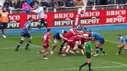 TOP 14 - Essai de Beka SAGINADZE (LOU) - Castres Olympique - LOU Rugby
