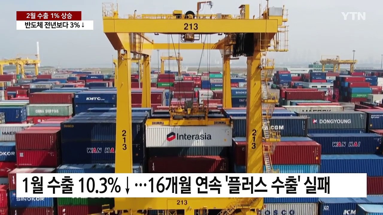 2월 수출 1% 증가..."마이너스 극복했지만 반도체 3%↓" / YTN