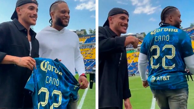 América: Robinson Canó, jugador de los Diablos Rojos, se hace presente en el estadio Azulcrema para el juego contra Toluca