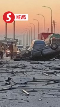 Car overturns on Penang Bridge causing traffic disruption