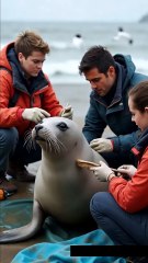 🦭✨ Rescue Team Saves Majestic Giant Seal Covered in Barnacles! 🧼