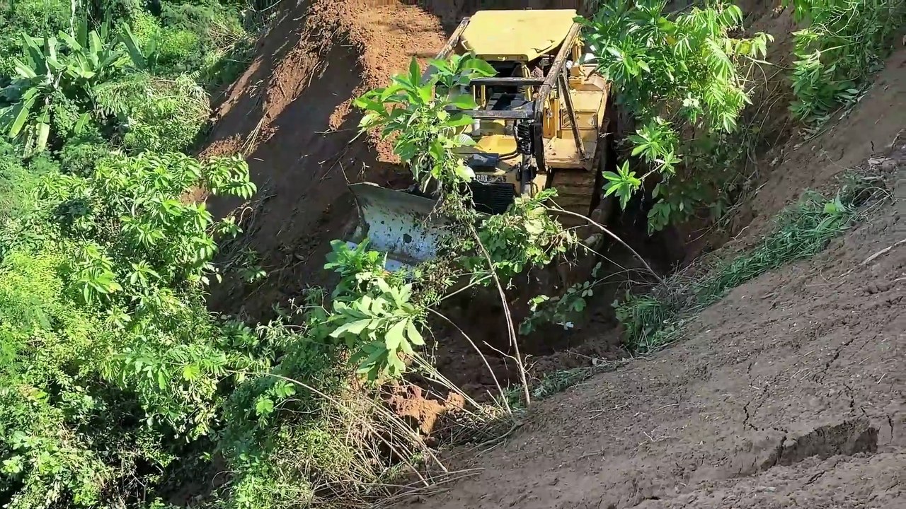 Efficiency of the D6R XL Bulldozer Forming Palm Terraces on the Mountain Slope Terrain