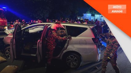 Tujuh sekeluarga cedera MPV terbabas rempuh tiang elektrik