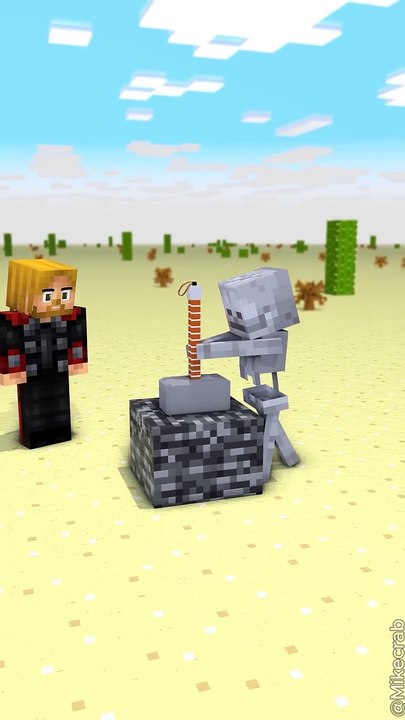 Zombie_Becomes_Herobrine_in_Thor_s_Hammer_Challenge_⚡⌚__Transform_Watch(720p)
