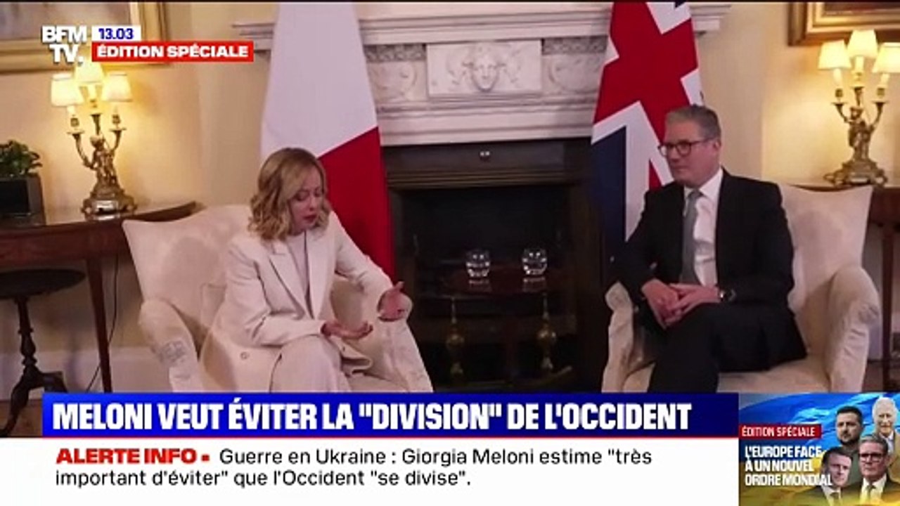 Sommet de Londres: "Il est particulièrement important que nous évitions de courir le risque que l'Occident ne se divise", affirme Giorgia Meloni