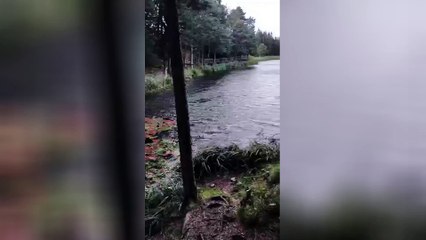 Santa Colomba, il vento soffia forte e il dolce laghetto ? increspato