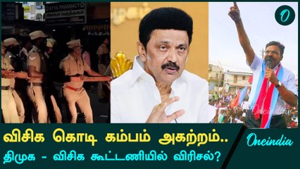 VCK | கொடி கம்பம் அகற்றப்பட உண்மையான காரணம் என்ன? | Oneindia Tamil