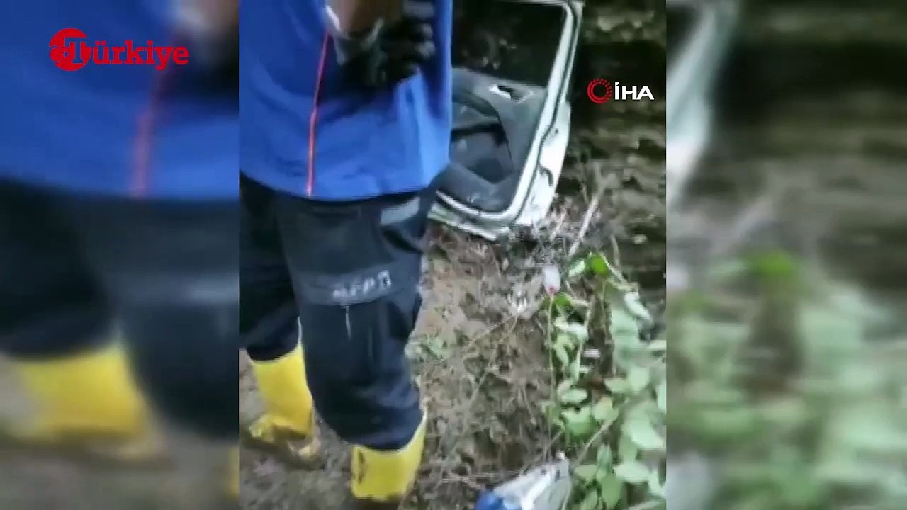 Samsun'da feci kaza! Otomobille 150 metreden uçtu