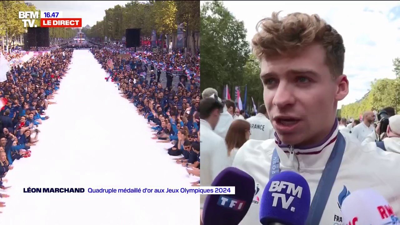 Léon Marchand à la parade des JO: "Je suis beau...