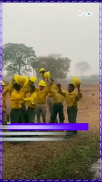 #Viral · Recientemente se viralizó en redes sociales un emocionante video donde se aprecia a un grupo de bomberos celebrando la llegada de lluvia a uno de los lugares afectados por incendios forestales. #RedUno #Incendios #Bolivia #Bomberos