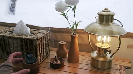 CAMPING IN THE SNOW STORM WITH 2 BEDROOM AIR TENT ASMR