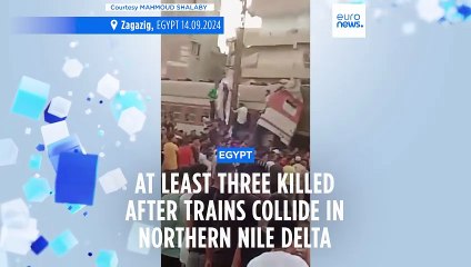 At least three people killed after two passenger trains collide in northern Egypt