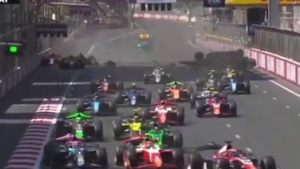 Formula 2 2024 Baku Feature Race Start Marti Maini Massive Crash Flip