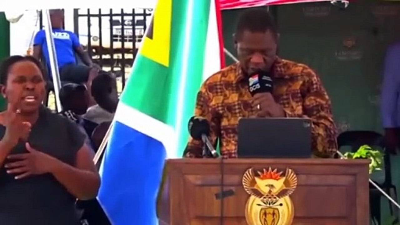 Moment South Africa Deputy President Paul Mashatile Collapses At Podium