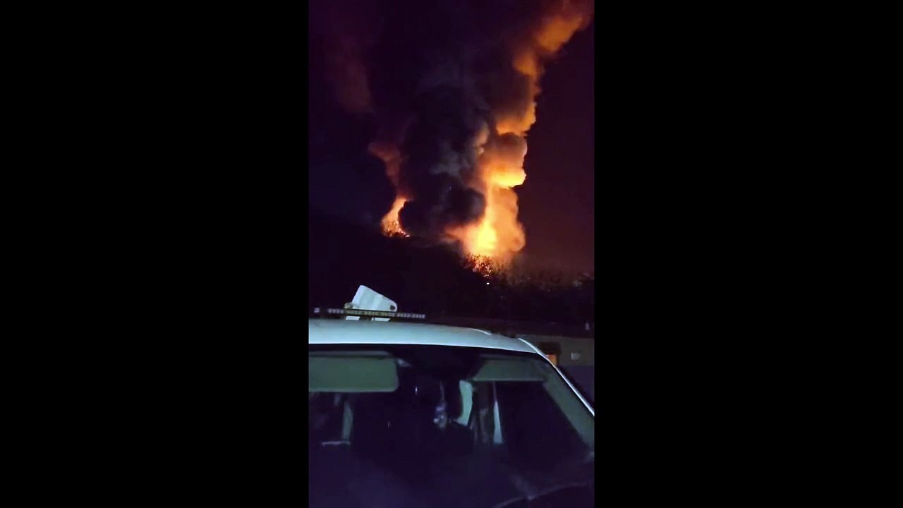 'Gas bottles exploding': Huge blaze at recycling centre