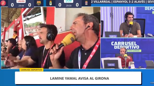Primer gol de Lamine Yamal en el Girona - Barcelona, narración Carrusel Deportivo