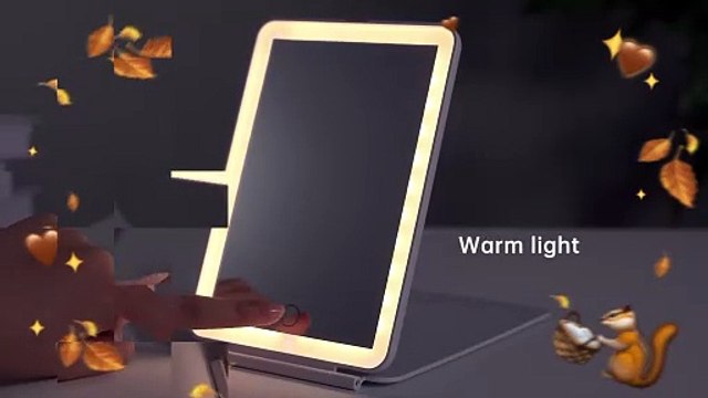 FUNTOUCH Rechargeable Travel Makeup Mirror with 72 Led Lights, Portable Lighted Beauty Mirror, 3 Color Lighting, Dimmable Touch Screen, Tabletop LED Folding Cosmetic Vanity Mirror