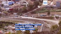 Cientos de migrantes intentan cruzar la frontera hacia la ciudad española de Ceuta