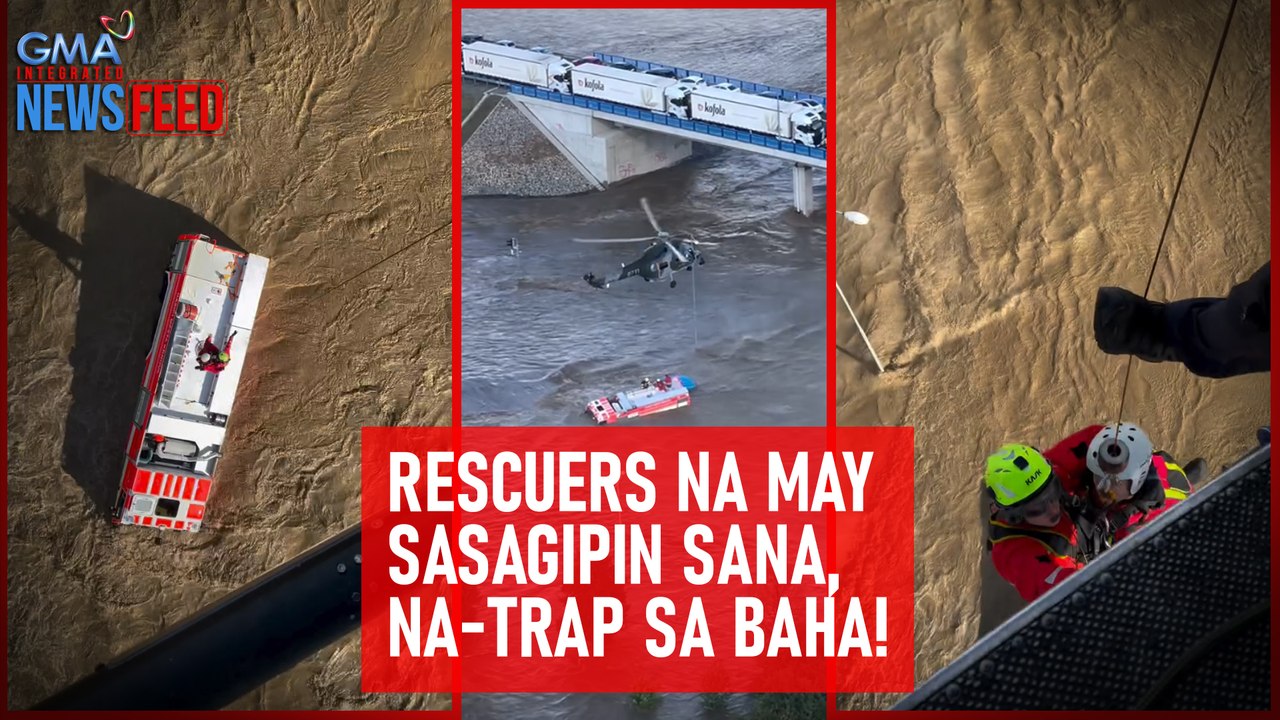 Rescuers na may sasagipin sana, na-trap sa baha! | GMA Integrated Newsfeed