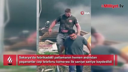 Sakarya'da fabrika'da yaşanan dehşetin ilk anları! Patlamanın hemen sonrası kaydedildi