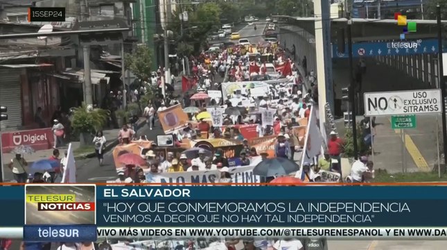 Movimientos sociales rechazan políticas de Bukele en el 203 aniversario de la Independencia de El Salvador