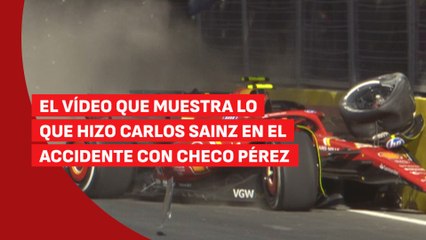 El vídeo que muestra lo que hizo Carlos Sainz en el accidente con Checo Pérez en Bakú