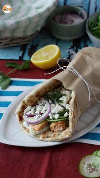 Gyros with salmon, the perfect greek fish sandwich for summer!