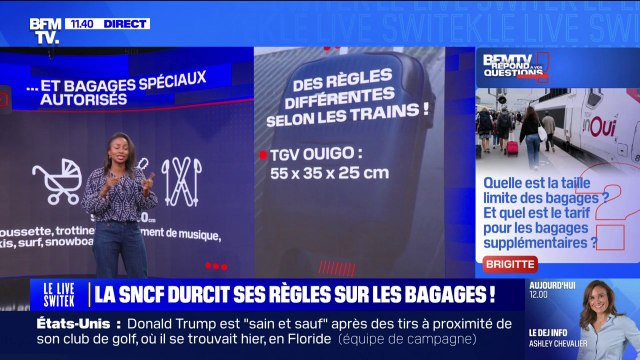 SNCF: quelle est la taille limite des bagages? Et quel tarif pour les bagages supplémentaires? BFMTV répond à vos questions