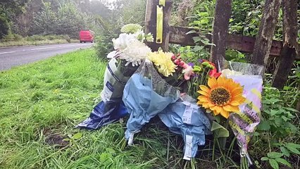 Tributes at the scene of a fatal crash involving a motorbike near Bridgnorth, just down from the bikers cafe.