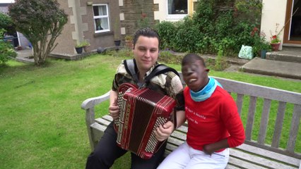Burns survivor Dorah Jones with Brandon McPhee in Castletown